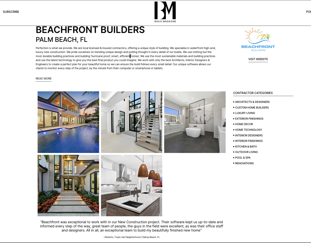 Beachfront Builders gets featured in Build Magazine